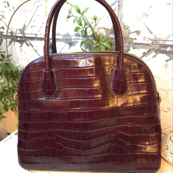 Michael Kors Mercer Crocodile-Embossed Leather Dome Satchel w/Gold Accents - Picture 7 of 14